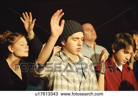 Stock Image - A group of worshippers. Fotosearch