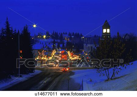 Stock Image - A hill in a city at night. Fotosearch