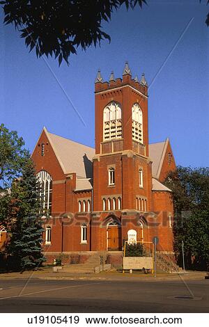Stock Photo - A red brick church. Fotosearch
