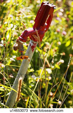 Stock Image - A water tap in a field. Fotosearch