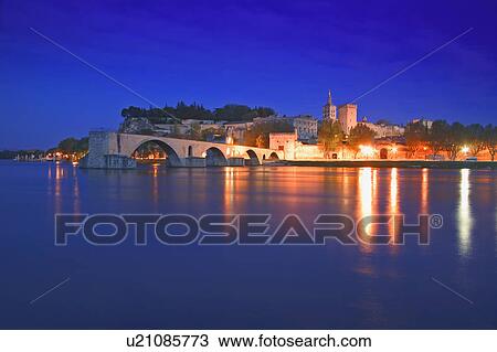 Stock Image - Avignon from Rhone River Provence France . Fotosearch