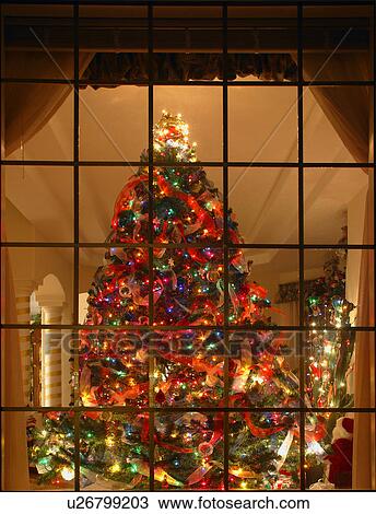 Christmas tree Behind Windowpane full shot View Large Photo Image Stock Image - Christmas tree Behind Windowpane full shot. Fotosearch
