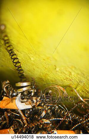 Collection of metal shavings View Large Photo Image Stock Photo - Collection of metal shavings. Fotosearch