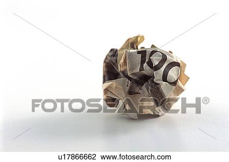 Stock Image - Crumpled hundred dollar bill. Fotosearch