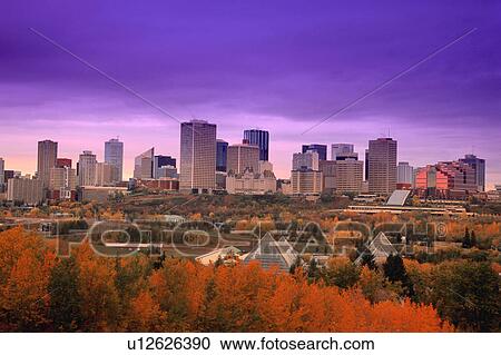 Edmonton downtown core with river valley in foreground View Large Photo Image Stock Image - Edmonton downtown core with river valley in foreground. Fotosearch