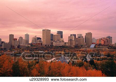 Edmonton downtown core with river valley in foreground View Large Photo Image Stock Image - Edmonton downtown core with river valley in foreground. Fotosearch