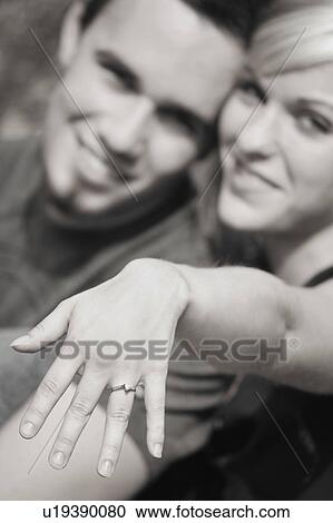 Stock Image - Engaged couple. Fotosearch