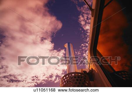 Exhaust stack of semi truck View Large Photo Image Stock Photo - Exhaust stack of semi truck. Fotosearch