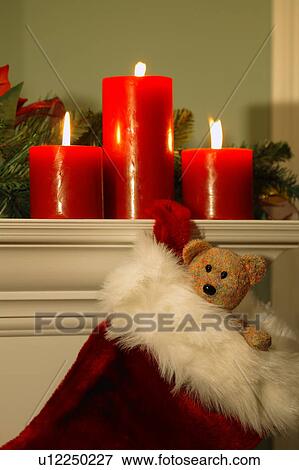 Fireplace mantle decorated at Christmas View Large Photo Image Stock Photo - Fireplace mantle decorated at Christmas. Fotosearch