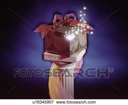 Stock Photo - Gift on pillar. Fotosearch