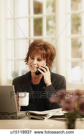 Happy business call View Large Photo Image Stock Photo - Happy business call. Fotosearch