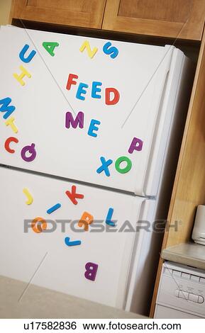 Letters stuck on fridge View Large Photo Image Stock Photograph - Letters stuck on fridge. Fotosearch