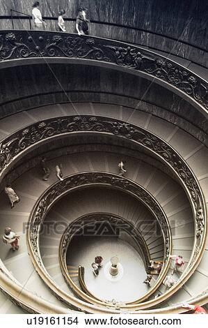 Picture - Looking Down at Staircase in The Vatican Museum Vatican City Rome Italy . Fotosearch