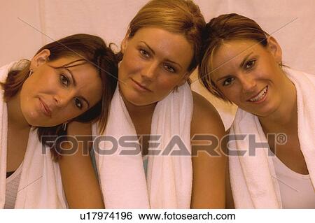 Stock Photograph - Portrait of three friends. Fotosearch
