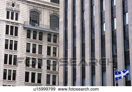 Quebec flag outside building View Large Photo Image Stock Photo - Quebec flag outside building. Fotosearch