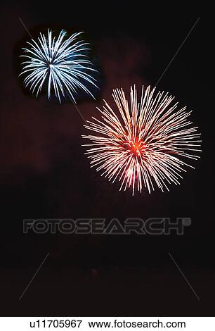 Red and blue fireworks View Large Photo Image Stock Photo - Red and blue fireworks. Fotosearch