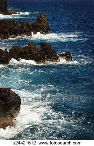 Stock Image - Rocky coastline and sea. Fotosearch