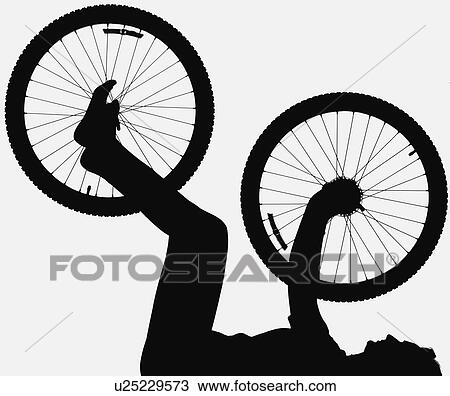 Silhouette of person holding bicycle wheels View Large Photo Image Stock Image - Silhouette of person holding bicycle wheels. Fotosearch