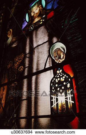 Picture - Stained glass window of Jesus. Fotosearch