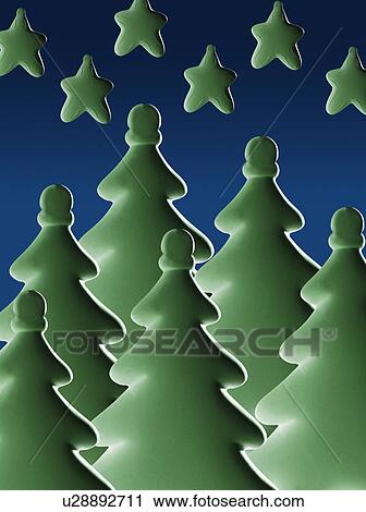 Stylized Christmas trees and stars View Large Photo Image Stock Image - Stylized Christmas trees and stars. Fotosearch