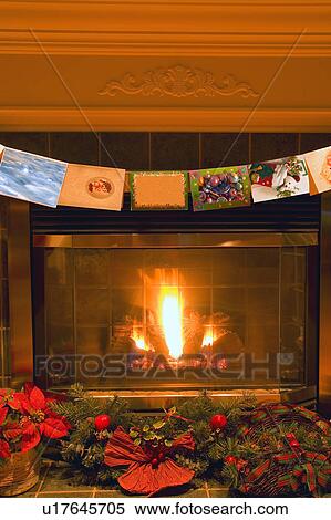 Traditional Christmas fireplace View Large Photo Image Stock Photography - Traditional Christmas fireplace. Fotosearch