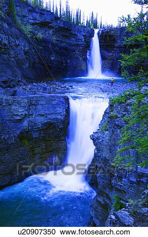 Waterfall in the mountains Crescent Falls Alberta View Large Photo Image Stock Image - Waterfall in the mountains Crescent Falls Alberta. Fotosearch