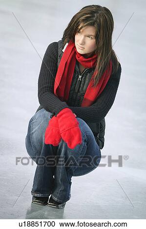 Stock Image - Woman on ice. Fotosearch