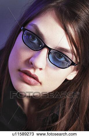 Stock Image - Woman with glasses. Fotosearch