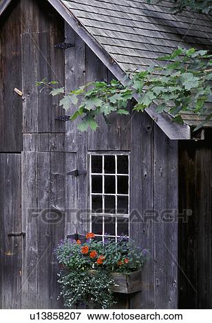 Wooden building and window box View Large Photo Image Stock Photo - Wooden building and window box. Fotosearch