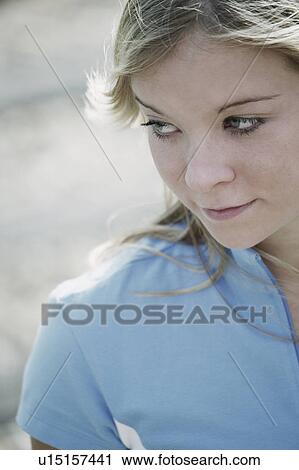 Stock Image - Young blonde teenage girl. Fotosearch