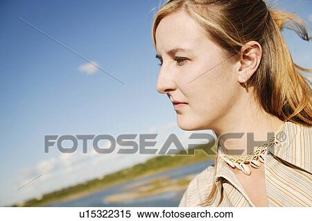 Stock Photography - Young woman profile. Fotosearch
