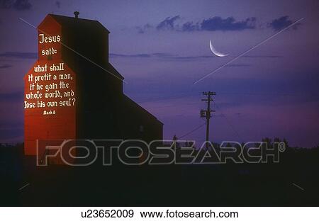 A biblical message on the side of a grain elevator, Nisku, Alberta, Canada View Large Photo Image Stock Photo - A biblical message on the side of a grain elevator, Nisku, Alberta, Canada. Fotosearch