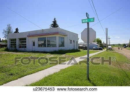 Stock Image - Abandoned service station. Fotosearch