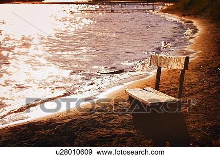 Stock Photo - Bench by the Shore. Fotosearch