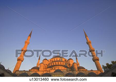 Stock Image - Blue Mosque at Sunset Istanbul Turkey. Fotosearch