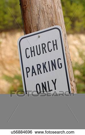 Stock Photograph - Church parking only sign. Fotosearch