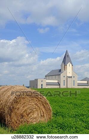 Country church with a hay bale in the foreground View Large Photo Image Stock Image - Country church with a hay bale in the foreground. Fotosearch