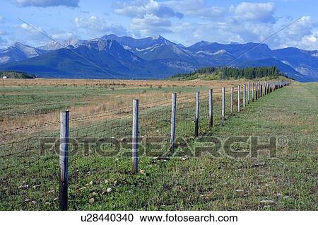 Stock Image - Field with mountain range in background. Fotosearch
