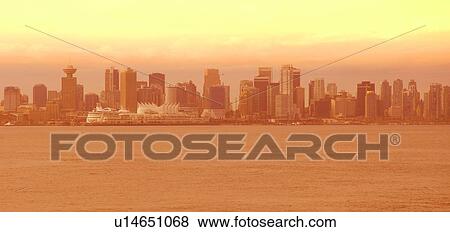 Stock Photo - Skyline of foggy city. Fotosearch