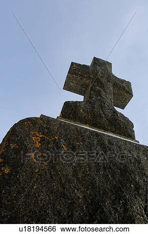 An aged cross tombstone View Large Photo Image Stock Photograph - An aged cross tombstone. Fotosearch