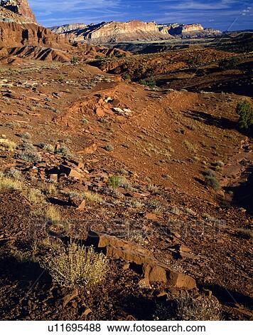 Barren landscape of the Waterpocket Fold, Capitol Reef National Park View Large Photo Image Stock Photo - Barren landscape of the Waterpocket Fold, Capitol Reef National Park. Fotosearch