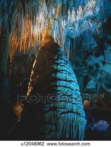 Stock Image - The massive stalagmite called "Temple of the Sun, " Carlsbad Caverns National Park. Fotosearch