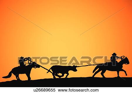 Stock Photography - Calf roping. Fotosearch