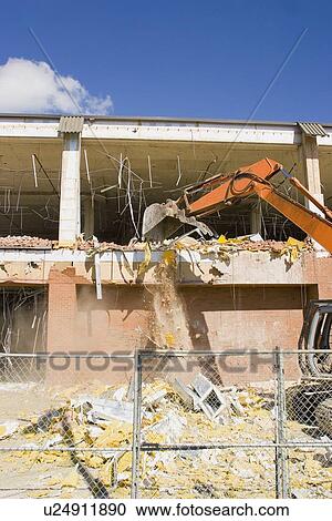 Demolition on a building View Large Photo Image Stock Image - Demolition on a building. Fotosearch