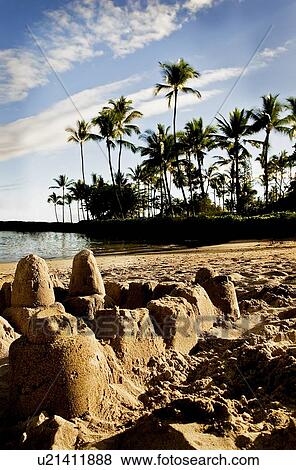 Stock Photo - Sand castles on a tropical beach. Fotosearch