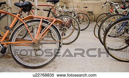 Bicycles in a row View Large Photo Image Stock Photography - Bicycles in a row. Fotosearch