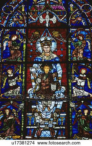 Stained glass window in Chartres Cathedral View Large Photo Image Picture - Stained glass window in Chartres Cathedral. Fotosearch