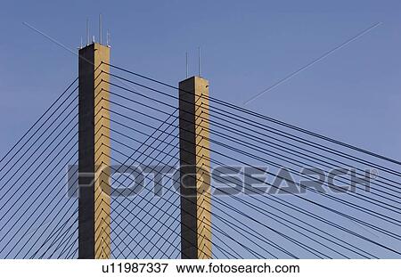 Stock Photo - Wires from a bridge structure. Fotosearch