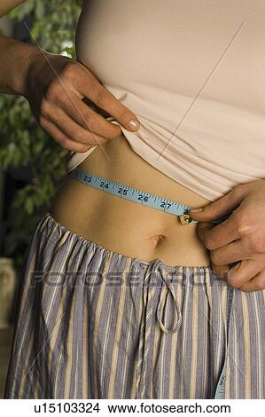Picture - Woman measuring waist. Fotosearch