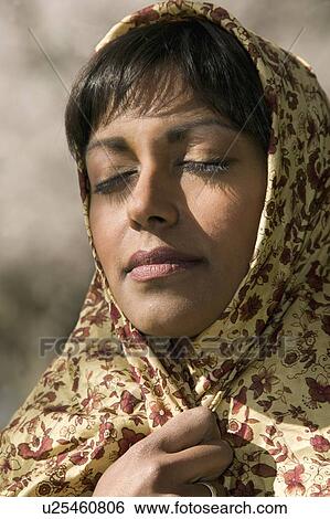Stock Photograph - Woman with traditional headscarf. Fotosearch